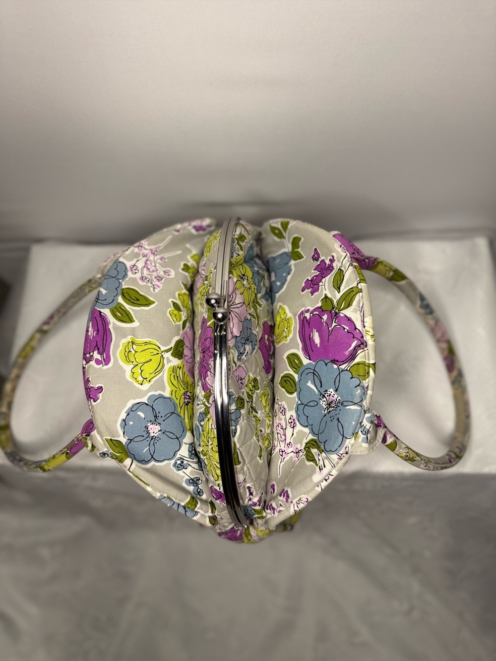 Vera Bradley Quilted Floral Frame Satchel-Retired Pattern- Double Compartment - Picture 5 of 16